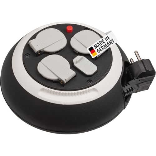 Brennenstuhl Comfort Line Kabelbox 3-fach mit USB/Mini-Kabeltrommel (Kabeltrommel mit USB-Ladefunktion, 3m Kabel, Made in Germany) schwarz/weiß von Brennenstuhl