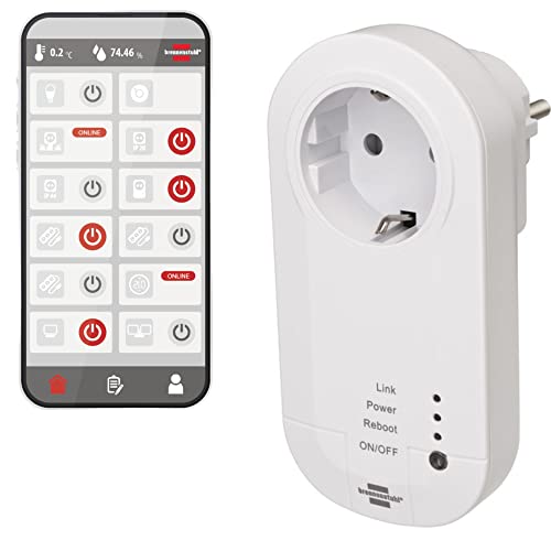 Brennenstuhl Connect WLAN Steckdose mit 433 MHz Sender WA 3600 LRF01 433 (WiFi Steckdose 2.4 GHz kompatibel mit Alexa, Google Assistant und selbstlernenden Brennenstuhl 433 MHz Funk-Produkten) von Brennenstuhl
