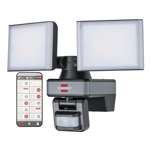 Brennenstuhl Connect WiFi LED Duo Strahler WFD 3050 P (30W, 3500lm, IP54, diverse Lichtfunktionen über App steuerbar, Außenstrahler zur Wandmontage mit Bewegungsmelder) von Brennenstuhl