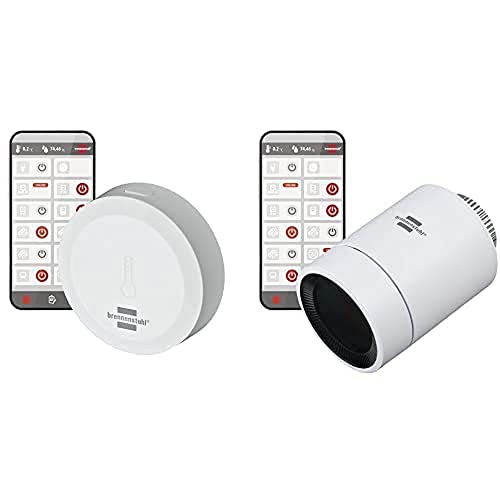 Brennenstuhl Connect Zigbee Temperatur- und Feuchtigkeitssensor TFS CZ 01 (Smart Home, kostenlose App) & Zigbee Heizkörperthermostat HT CZ 01 (kompatibel mit Alexa und Google Assistant) von Brennenstuhl