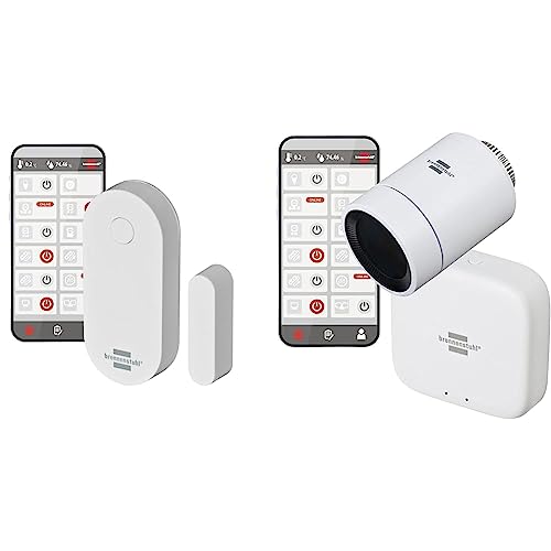 Brennenstuhl Connect Zigbee Tür- und Fensterkontakt TFK CZ 01 (Smarter Fenstersensor, kostenlose App) + Zigbee Heizkörperthermostat Starter-Set (1x Gateway GWY CZ 01, 1x Heizkörperthermostat HT CZ 01) von Brennenstuhl