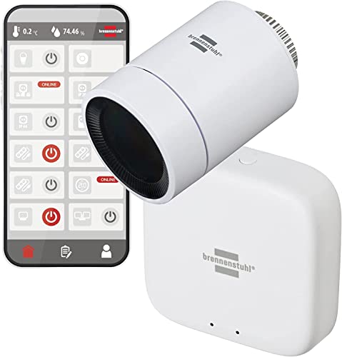 Brennenstuhl Connect Zigbee smartes Heizkörperthermostat Starter-Set(1xZigbee Gateway GWY CZ 01, 1xZigbee Heizkörperthermostat HT CZ 01, intelligente Heizungssteuerung per App zum Strom sparen), Weiß von Brennenstuhl