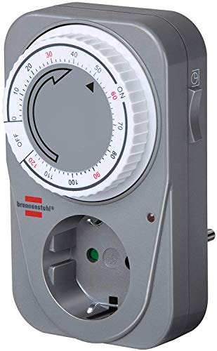 Brennenstuhl Countdown Timer MC 120, mechanische Timer-Steckdose (Timer für Steckdose mit Countdown Funktion und erhöhtem Berührungsschutz) grau von Brennenstuhl