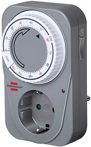 Brennenstuhl Countdown Timer MC 120, mechanische Timer-Steckdose (Timer für Steckdose mit Countdown Funktion und erhöhtem Berührungsschutz) grau, 1506590 von Brennenstuhl