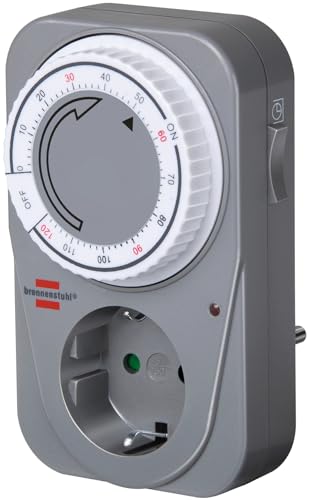 Brennenstuhl Countdown Timer MC 120, mechanische Timer-Steckdose (Timer für Steckdose mit Countdown Funktion und erhöhtem Berührungsschutz) grau, 1506590 von Brennenstuhl