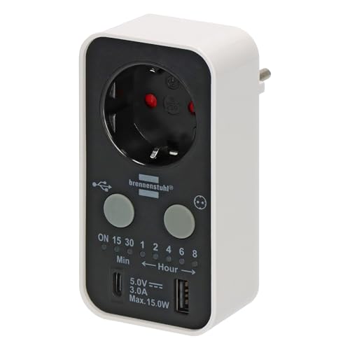 Brennenstuhl Digitaler Countdown Timer mit USB A und USB C (Timer-Steckdose für den Innenbereich, Countdown in 7 Stufen einstellbar, mit erhöhtem Berührungsschutz) Brennenstuhl Digitaler Countdown Timer mit USB A und USB C (Timer-Steckdose für den Innenbereich, Countdown in 7 Stufen einstellbar, mit erhöhtem Berührungsschutz) von Brennenstuhl