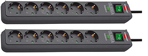 Brennenstuhl Eco-Line Steckdosenleiste 6-fach mit Schalter, schwarz, 1159700015 von Brennenstuhl