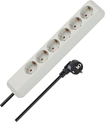 Brennenstuhl Eco-Line, Steckdosenleiste 6-fach (Mehrfachsteckdose mit erhöhtem Berührungsschutz und 1,5m Kabel) lichtgrau von Brennenstuhl