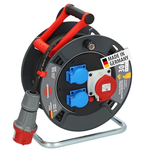 Brennenstuhl Garant CEE 1 V2 IP44 Kabeltrommel (CEE-Kabeltrommel mit 30m Kabel in schwarz, ständiger Einsatz im Außenbereich IP44, Made in Germany) von Brennenstuhl