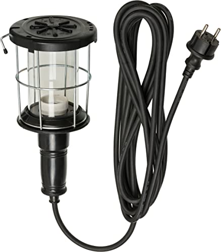 Brennenstuhl Handleuchte/Werkstattlampe aus Hartgummi mit stabilem Schutzkorb (60 W, 146 mm Durchmesser, 5m Kabel) schwarz von Brennenstuhl