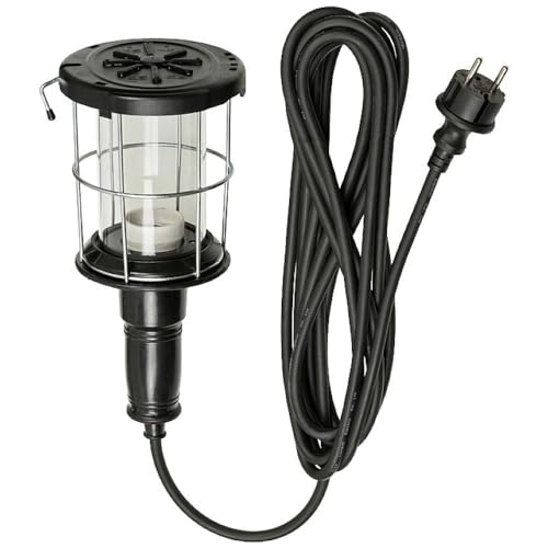 Brennenstuhl Handleuchte/Werkstattlampe aus Hartgummi mit stabilem Schutzkorb (60 W, 146 mm Durchmesser, 5m Kabel) schwarz von Brennenstuhl