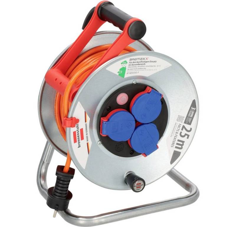 Brennenstuhl IP44 Kabeltrommel 25 m AT-N05V3V3-F 3G1.5 Kabeltrommel, UV-Beständig, für Außenbereich geeignet von Brennenstuhl