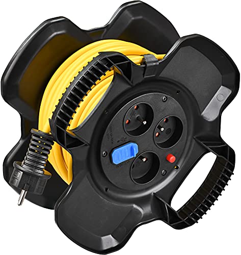 Brennenstuhl X-GUM Kompakter Kabeltrommel mit 3 Steckdosen, 2 USB-Ports (15m, Verwendung im Innenbereich, hergestellt in Frankreich) von Brennenstuhl