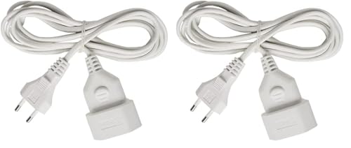 Brennenstuhl Kunststoff-Verlängerungskabel (Verlängerungskabel für den Innenbereich, 3m Kabel, mit Euro-Stecker und Kupplung) weiß (Packung mit 2) von Brennenstuhl