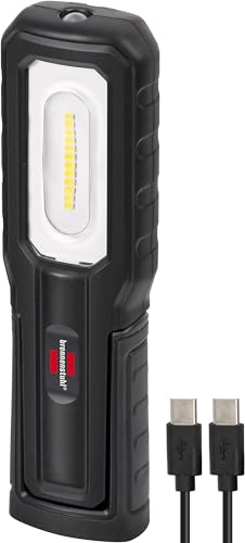 Brennenstuhl LED Akku Handleuchte HL 701 A/LED Arbeitsleuchte für außen IP54 (700+100lm, inklusive USB C Ladekabel, bis zu 10h Leuchtdauer, LED Taschenlampe mit Magneten und Haken) von Brennenstuhl