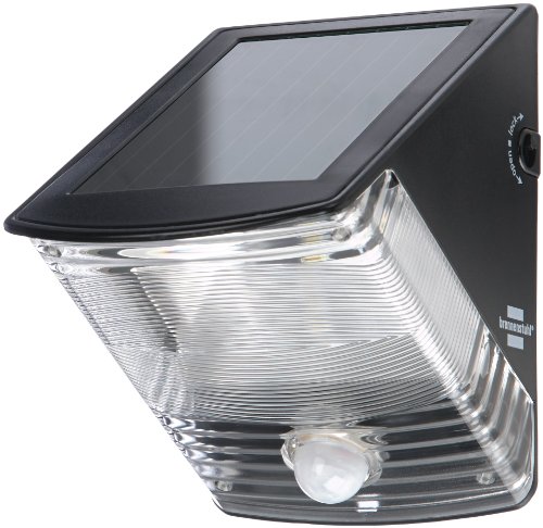 Brennenstuhl LED Solarlampe mit Bewegungsmelder/Außenleuchte mit integriertem Solarpanel und Infrarot Bewegungssensor (LED Strahler IP44, inklusive 3 aufladbarer und austauschbarer Akkus) schwarz von Brennenstuhl