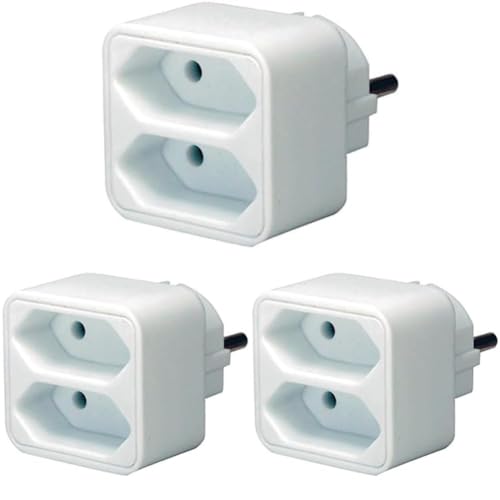 Brennenstuhl Mehrfachsteckdose (Steckdosenadapter 2-Fach Eurosteckdose mit erhöhtem Berührungsschutz) weiß (Packung mit 3) von Brennenstuhl
