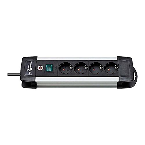 Brennenstuhl Premium-Alu-Line Steckdosenleiste 4-fach schwarz mit Schalter, 1391000014 (silber/schwarz, 4-fach) von Brennenstuhl