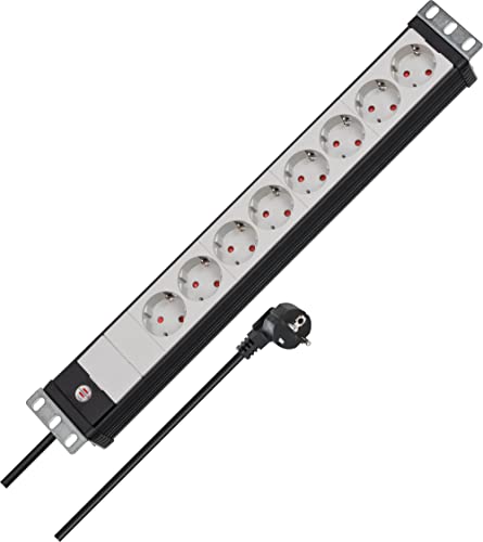 Brennenstuhl Premium-Line Steckdosenleiste 8-fach - 19" Format ideal für Serverschränke (Mehrfachsteckdose mit 3m Kabel, Made in Germany) schwarz/grau von Brennenstuhl