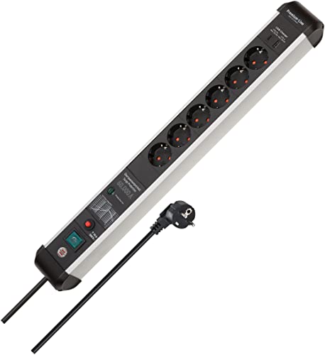 Brennenstuhl Premium-Protect-Line Steckdosenleiste 6-Fach mit USB Power-Delivery Typ C und Überspannungsschutz (Mehrfachsteckdose mit Schalter,1x Charger Typ C und 1x USB-A, Made in Germany) von Brennenstuhl
