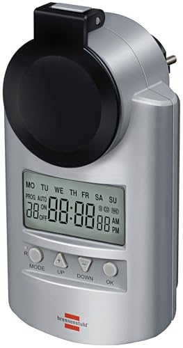 Brennenstuhl Primera-Line Zeitschaltuhr DT IP44, Digitale Timer-Steckdose (Wochen-Zeitschaltuhr, IP44 Schutz und erhöhter Berührungsschutz) von Brennenstuhl