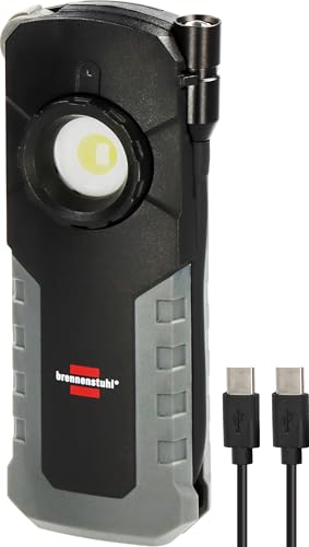 Brennenstuhl Professional Akku LED Handlampe HL 1000 ACW (Arbeitsleuchte 1000+380lm mit max. 12h Leuchtdauer, 360° drehbarer Haken, Magnet, tauschbarer Akku, Wireless Charging, inkl. USB C Kabel) von Brennenstuhl