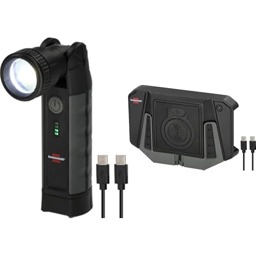 Brennenstuhl Professional Akku LED Taschenlampe TL 1000 ACW (Arbeitsleuchte 1000lm mit max. 12h Leuchtdauer, tauschbarer Akku, inkl. USB C Kabel) Professional Wireless Charging Pad WCP von Brennenstuhl