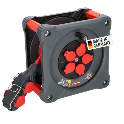 Brennenstuhl Professional Baustellen-Kabeltrommel mit Powerblock KC 3210 5 (33+5m, H07BQ-F3G2,5 Kabel in rot, 5 Schutzkontakt-Steckdosen, ständiger Einsatz im Freien, Made in Germany) von Brennenstuhl