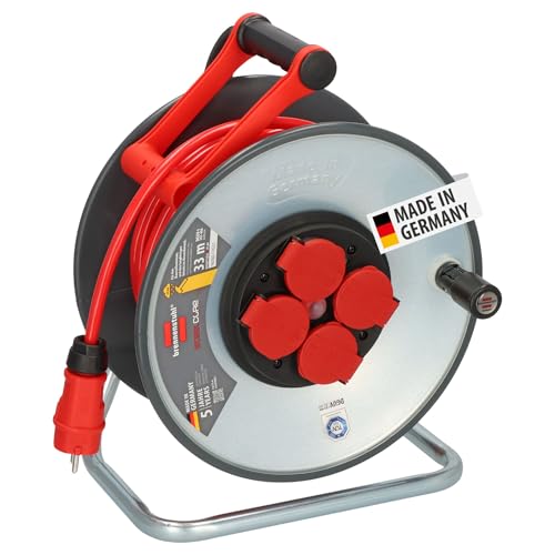 Brennenstuhl Professional SteelCore Kabeltrommel SC 3210 IP44 (33m H07BQ-F 3G2,5 Kabel, Trommelkörper aus Stahlblech, Baustelleneinsatz und ständiger Einsatz im Freien, Made in Germany) von Brennenstuhl