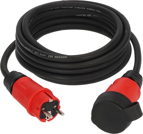 Brennenstuhl Professional Verlängerungskabel VN 1110 IP44 (5m Kabel H07RN-F 3G1,5 in schwarz, Baustelleneinsatz und ständiger Einsatz im Freien, Made in Germany) von Brennenstuhl