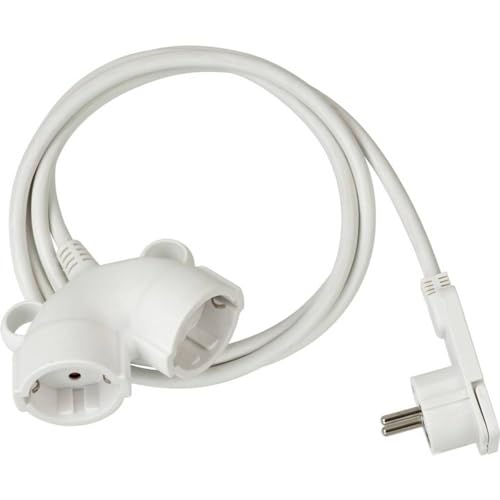 Brennenstuhl Qualitäts-Kunststoff-Verlängerungskabel mit Flachstecker (Verlängerungskabel flach für innen mit 5m Kabel, Strom-Verlängerungskabel mit Doppelsteckdose, 2-Fach Verlängerungskabel) weiß von Brennenstuhl