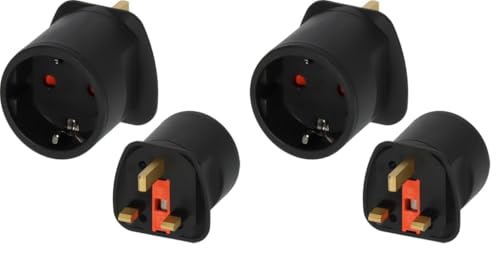Brennenstuhl Reisestecker/Reiseadapter (Reise-Steckdosenadapter zum Anschluss elektrischer Geräte mit Schutzkontakt Stecksystem in Ländern mit British Standard Stecksystem) schwarz (Packung mit 2) von Brennenstuhl