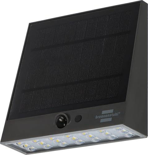 Brennenstuhl Solar LED Strahler SOL 1000 Plana/LED Wandleuchte für außen mit Bewegungsmelder (Solarlampe IP54, 1000lm, 4 verschiedene Licht Modi, Dämmerungssensor, inkl. Akku) von Brennenstuhl