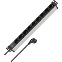 Alu-Line 19" Steckdosenleiste für Schaltschränke 9-fach schwarz/silber 2m H05VV-F 3G1,5 ohne Schalter von Brennenstuhl