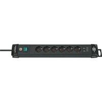 Brennenstuhl Steckdosenleiste "Premium-Line", 6-fach, (Kabellänge 3 m), mit Schalter, Aufhänge-Vorrichtung, 2-fach USB von Brennenstuhl