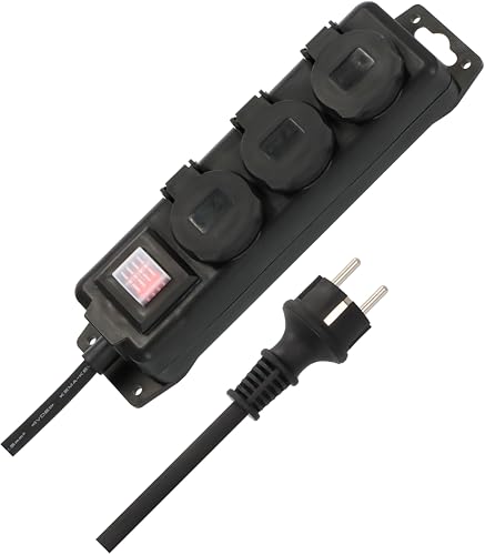 Brennenstuhl Steckdosenverteiler IP44 3-Fach (Outdoor Steckdosenleiste mit Schalter, 2m Kabel, selbstschließende Deckel, Mehrfachsteckdose für außen für den robusten und ständigen Einsatz im Freien) von Brennenstuhl