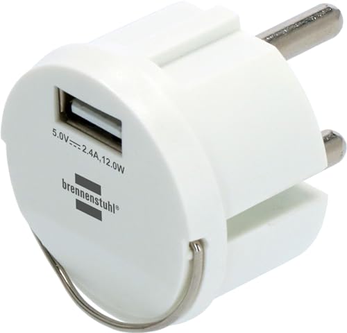 Brennenstuhl USB Steckdosenadapter (USB Ladegerät zum Einstecken in EIN Steckdosennest, 2,4A, kompatibel mit IP44 Steckdosen und Kabeltrommeln von Brennenstuhl, flaches Design) von Brennenstuhl