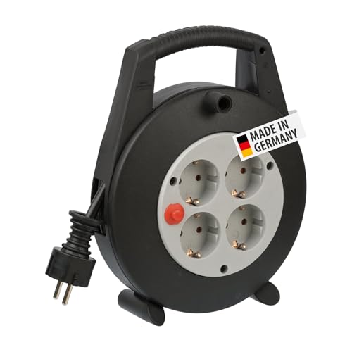 Brennenstuhl Vario Line Kabelbox 4-fach/Mini-Kabeltrommel (5m Kabel, Made in Germany) schwarz/grau von Brennenstuhl