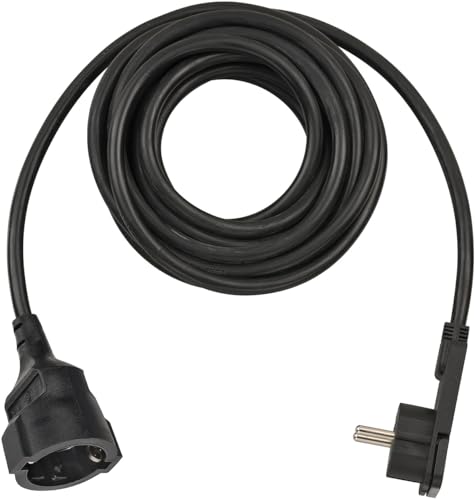 Brennenstuhl Qualitäts-Kunststoff-Verlängerungskabel mit Flachstecker (Verlängerungskabel flach für innen mit 5m Kabel) schwarz von Brennenstuhl