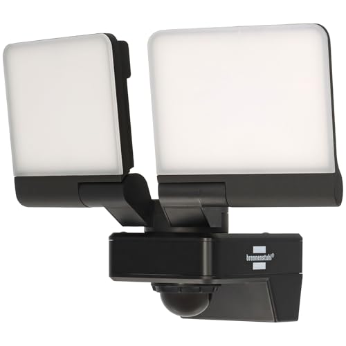 Brennenstuhl Connect WiFi LED Duo Strahler WFD 3051 P (36W, 4300lm, IP54, diverse Lichtfunktionen über App steuerbar, Außenstrahler zur Wandmontage mit Bewegungsmelder) von Brennenstuhl