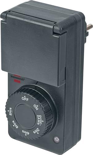 Brennenstuhl Zeitschaltuhr mit Dämmerungssensor DDT IP44 (Zeitschaltuhr mit Dämmerungsfunktion und 6 Schaltprogrammen, für den Außenbereich geeignet, mit erhöhtem Berührungsschutz) von Brennenstuhl