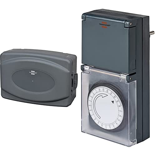 Brennenstuhl wetterfeste Box und Zeitschaltuhr MZ 44 für den Außenbereich (IP54 Schutzbox und IP44 mechanische Timer-Steckdose für den ständigen Einsatz im Freien) von Brennenstuhl