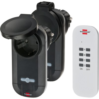 Funkschalt-Set RC CE1 0201, 2 Funksteckdosen IP44 für außen, Handsender, schwarz von Brennenstuhl