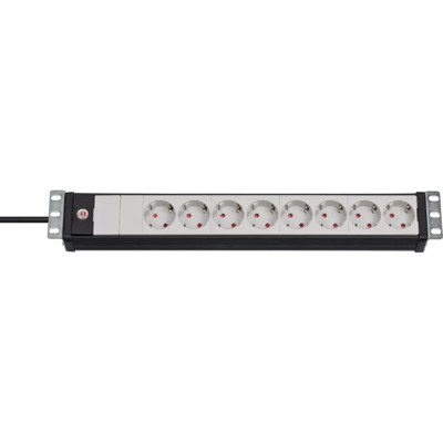 Premium-Line 19" Steckdosenleiste für Schaltschränke 8-fach schwarz/lichtgrau 3m H05VV-F 3G1,5 19"-Format von Brennenstuhl