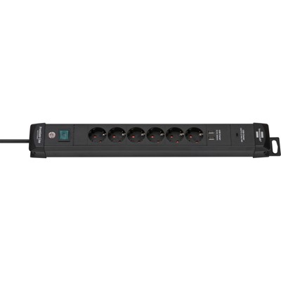 Premium-Line Steckdosenleiste mit USB C Power Delivery 6-fach schwarz 3m H05VV-F 3G1,5 von Brennenstuhl