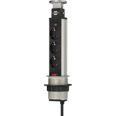 Tower Power Steckdosen-Turm 3-fach, 2m Kabel, komplett in Tischplatte versenkbar von Brennenstuhl
