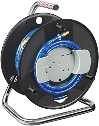Trommel mit Druckluftschlauch, aufrollbar, 20 Meter, Made in Austria, Schlauch 20 m, Ø-6/12 mm, kompakte Schlauchtrommel, solide & robust, maximaler Schlauchdruck 15 bar, Schwarz/Blau von Brennenstuhl