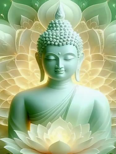 Brennora Vorgedruckt Kreuzstich Set Buddha 11CT Stickerei Leinwand kit DIY Kunst für Anfänger Kinder Heimdekoration 40x50 cm von Brennora