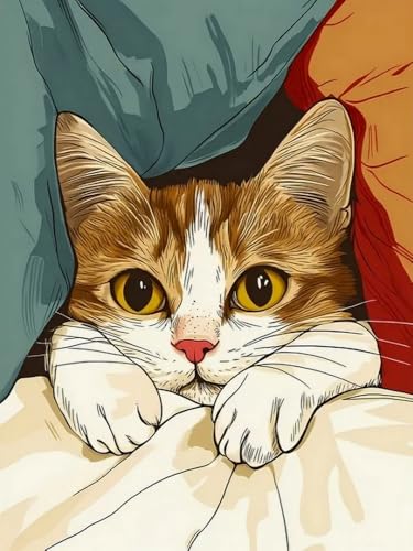 Brennora Vorgedruckt Kreuzstich Set Katze 11CT Stickerei Leinwand kit DIY Kunst für Anfänger Kinder Heimdekoration 40x50 cm von Brennora
