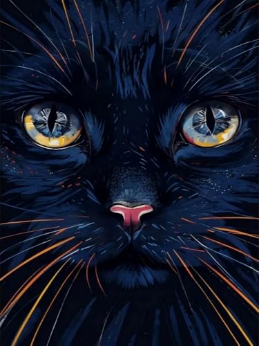 Brennora Vorgedruckt Kreuzstich Set Katzengesicht 11CT Stickerei Leinwand kit DIY Kunst für Anfänger Kinder Heimdekoration 40x50 cm von Brennora